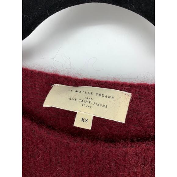 Sezane Paul Jumper Sweater Womens Size XS Button Detail Cranberry Red Wool Blend - Picture 3 of 7